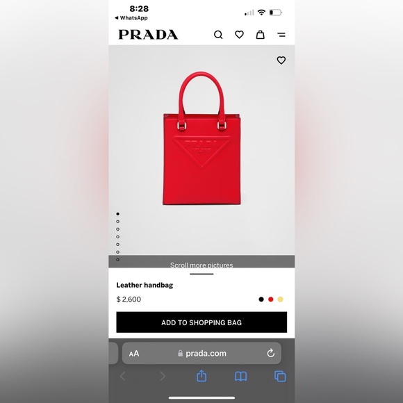 Red Prada Leather Handbag - Picture 6 of 9